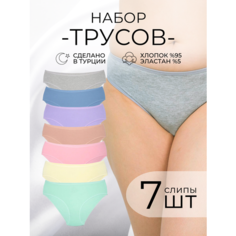 Трусы ALYA Underwear, 7 шт., размер 2XL (48-50), желтый, синий, зеленый, оранжевый, фиолетовый, розовый