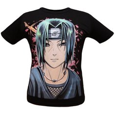 Футболка Glow Point Футболка Наруто кропп саске Naruto, размер 50, экрю, черный