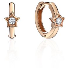 Серьги конго Эстет, красное золото, 585 проба, фианит, бесцветный