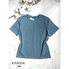 Футболка YOULALA Футболка однотонная/базовая/ для мальчика/для девочки/хлопок/110-116 размер, размер 110-116(64), синий, серый
