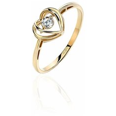 Кольцо Эстет, желтое золото, 585 проба, фианит, размер 17