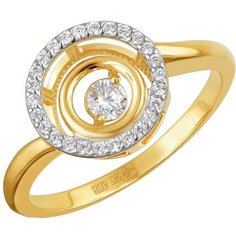 Кольцо Эстет, желтое золото, 585 проба, фианит, размер 16.5