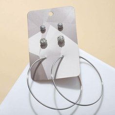Серьги пусеты Queen Fair, мультиколор, серебряный