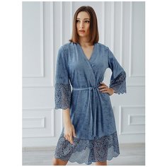 Халат-кимоно Текстильный Край, размер 54, голубой