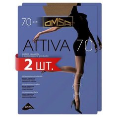 Колготки Omsa Attiva, 70 den, 2 шт., размер 4/L, бежевый