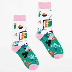 Носки Minaku, размер 23/27, розовый, зеленый