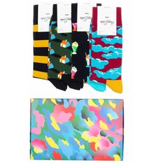Носки Happy Socks, 4 пары, размер 36-40, зеленый, красный, желтый