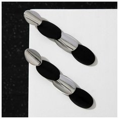 Серьги пусеты Queen Fair, размер/диаметр 8 мм, черный, серебряный