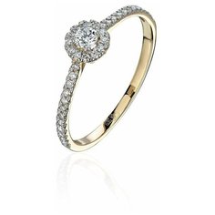 Кольцо помолвочное Эстет, желтое золото, 585 проба, фианит, размер 15