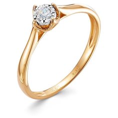 Кольцо помолвочное Vesna jewelry, комбинированное золото, 585 проба, родирование, бриллиант, размер 17, бесцветный