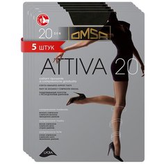 Колготки Omsa Attiva, 20 den, 5 шт., размер 4/L, серый