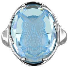 Кольцо IVENA, серебро, 925 проба, чернение, кварц, размер 16, голубой