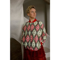 Бомбер HOCUHECHOCU, размер 46-50, красный, зеленый