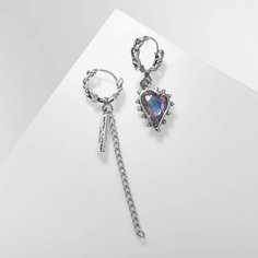 Серьги конго Queen Fair, стекло, фиолетовый, серебряный