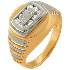 Кольцо АЛЕКСАНДРА, красное золото, 585 проба, фианит, размер 20.5