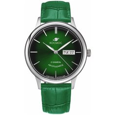 Наручные часы Космос, зеленый, серебряный Kosmos