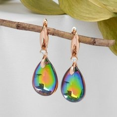 Серьги Queen Fair, стекло, размер/диаметр 40 мм, белый, золотой