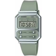 Наручные часы CASIO Vintage A100WEF-3ADF, серебряный, зеленый
