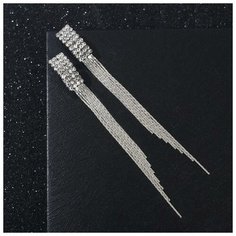 Серьги Queen Fair, стекло, белый, серебряный