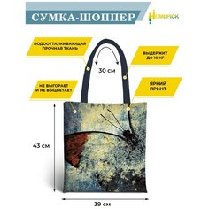 Сумка шоппер Homepick, фактура гладкая, серый, желтый