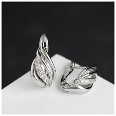 Серьги Queen Fair, стекло, циркон, белый, серебряный