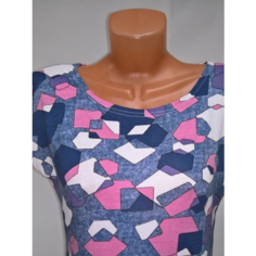 Футболка размер 50, розовый, голубой