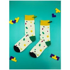 Носки 2beMan, размер 39-45, белый, зеленый, желтый