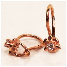 Серьги The Jeweller, красное золото, 585 проба, фианит, белый