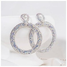 Серьги пусеты Queen Fair, мультиколор, серебряный