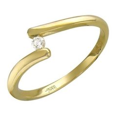 Кольцо Эстет, желтое золото, 585 проба, бриллиант, размер 16, золотой, бесцветный