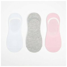 Носки Kaftan, 3 пары, размер 36-39, серый, розовый, белый