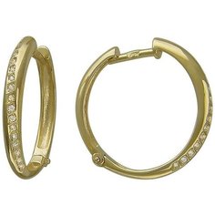 Серьги Эстет, желтое золото, 585 проба, фианит, золотой