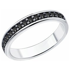 Кольцо Diamant, серебро, 925 проба, родирование, фианит, размер 19.5