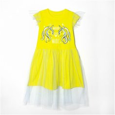 Платье Lokki, размер 98-104, желтый, голубой