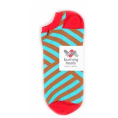 Носки Burning Heels Короткие носки с узорами Burning Heels Ankle, размер 42-45, голубой, коричневый, красный