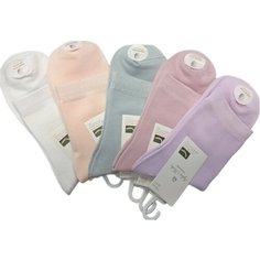 Носки Зувэй, 5 пар, размер 36-41, розовый, белый, фиолетовый, серый, голубой, коралловый