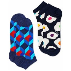 Носки Happy Socks, 2 пары, 2 уп., размер 36-40, синий, черный, мультиколор