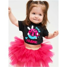 Футболка Валерия Мура, размер 80-86, голубой, черный