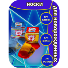 Носки 2 пары, размер 18, синий, желтый