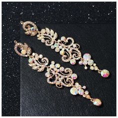 Серьги Queen Fair, стекло, фианит, мультиколор, золотой