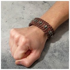 Браслет Queen Fair, металл, размер 20 см, серебристый, коричневый