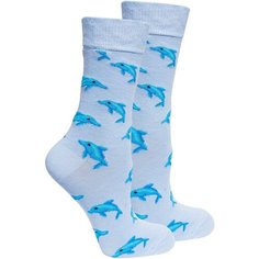Носки Socks n Socks, размер 4-10 US / 35-40 EU, мультиколор, голубой