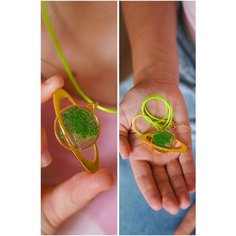 Колье charms_smola, эпоксидная смола, бесцветный, желтый Charm`S