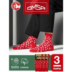 Носки Omsa, 3 пары, размер 45-47 (29-31), красный