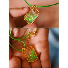 Колье charms_smola, эпоксидная смола, зеленый, мультиколор Charm`S