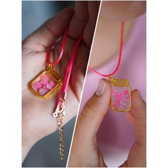 Колье charms_smola, эпоксидная смола, белый, коралловый Charm`S