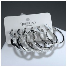 Серьги конго Queen Fair, белый