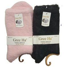 Носки Gree Ha, 2 пары, размер 36-41, черный, розовый