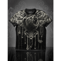 Футболка ROCK BEAR МЕДВЕДЬ, размер L, серый, черный