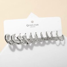 Серьги пусеты Queen Fair, пластик, мультиколор, белый